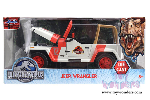 Jada Toys Jurassic World - Jeep Wrangler Off Road (1992, 1/24 scale diecast model car, Milk White) 97806